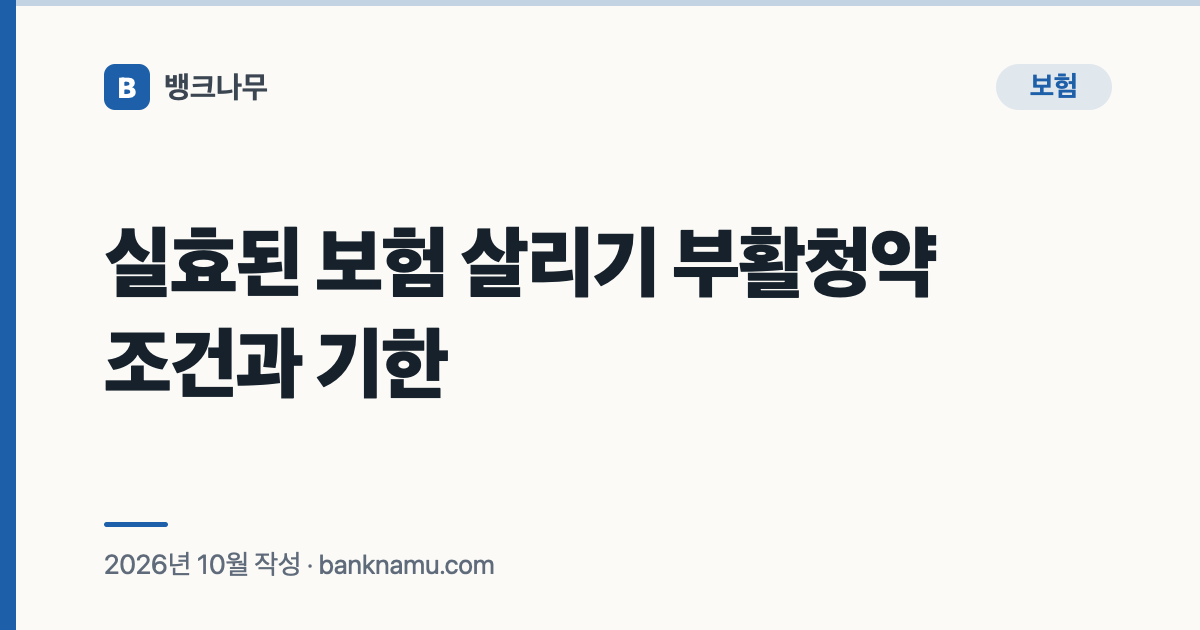 실효된 보험 살리기 부활청약 조건과 기한