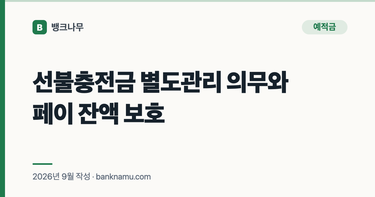선불충전금 별도관리 의무와 페이 잔액 보호