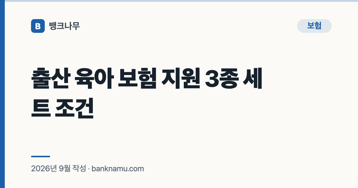 출산 육아 보험 지원 3종 세트 조건